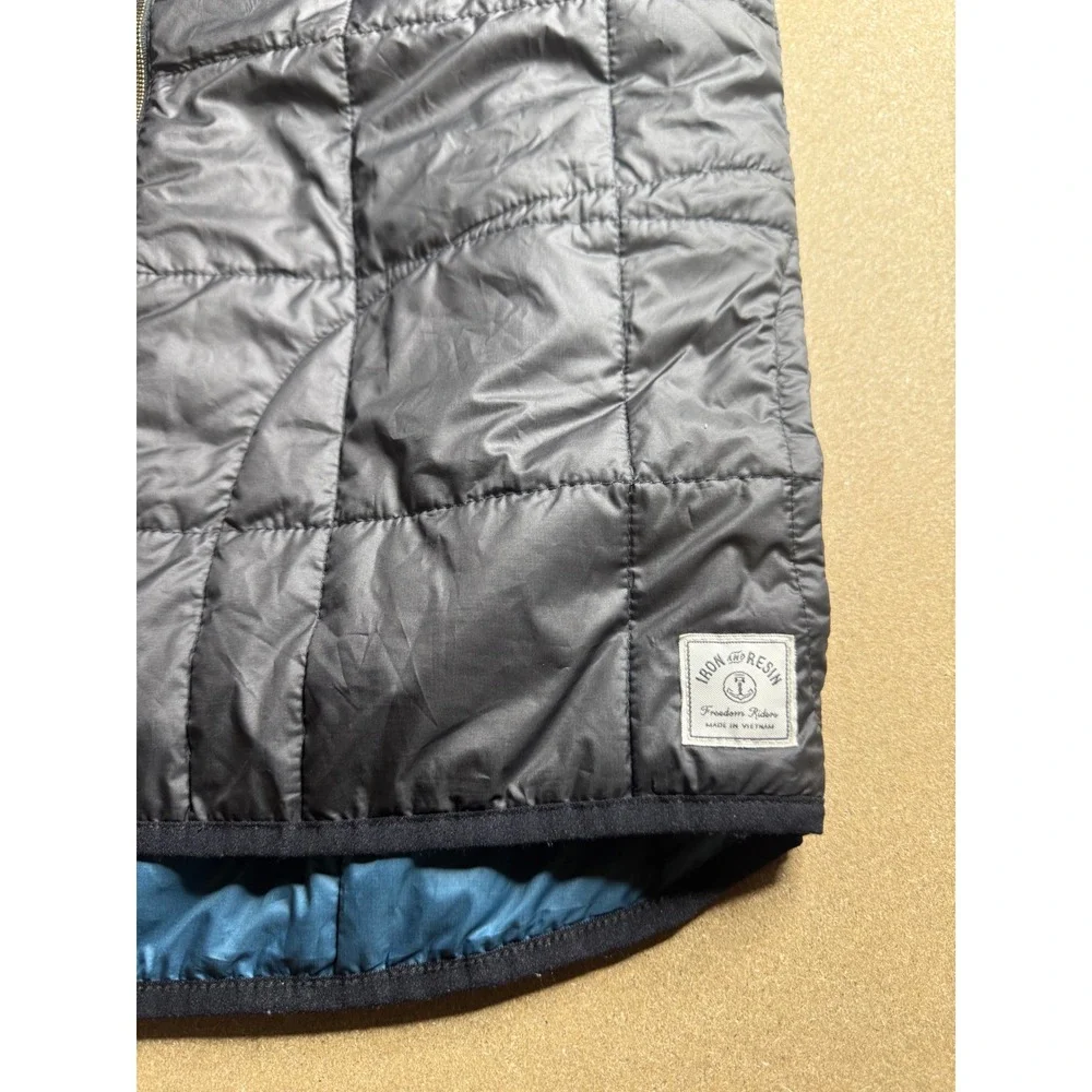 Iron and Resin Freedom Riders Quilted Vest Gray Puffer Full Zip Mens Medium